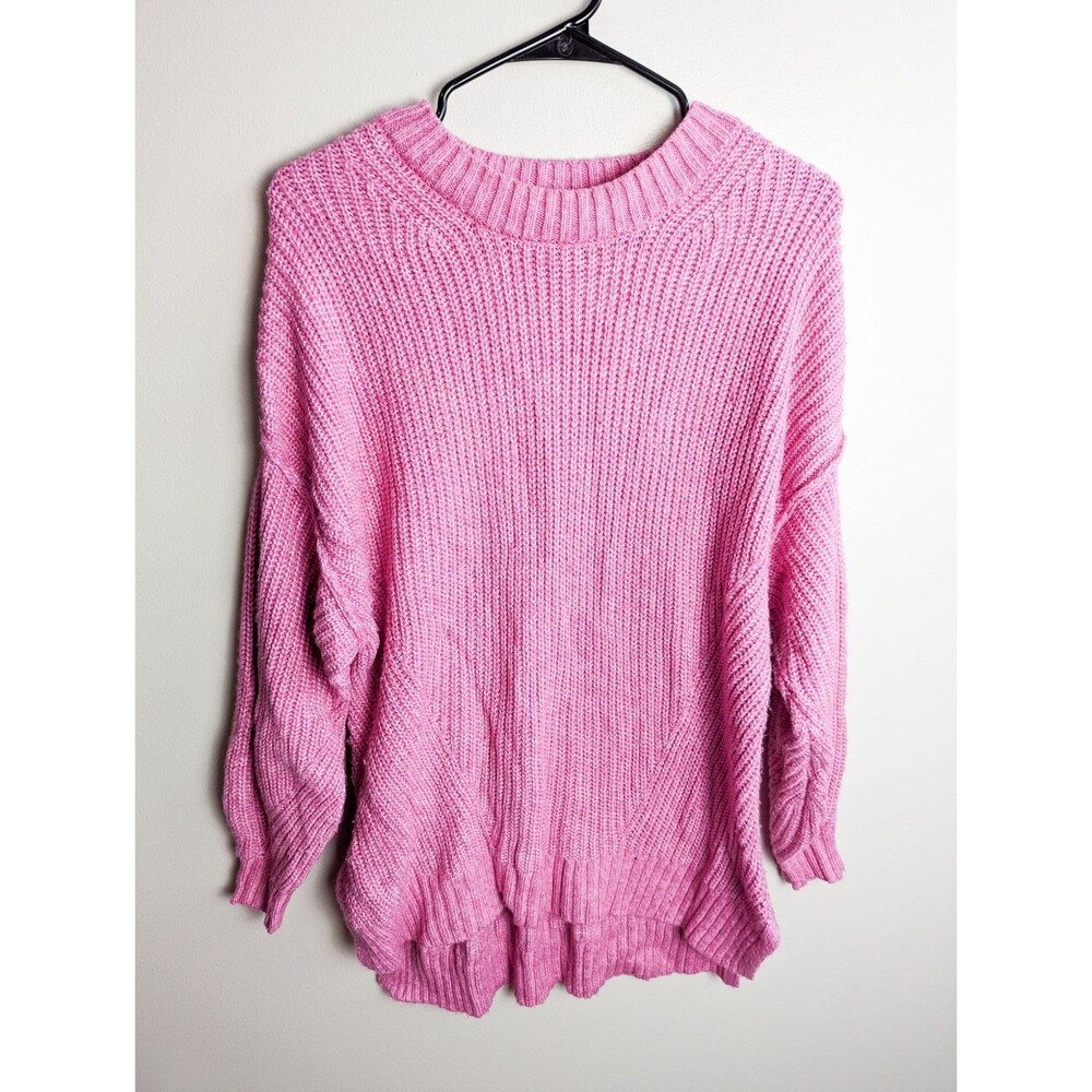 American Eagle Oversized Chunky Knit Pink Crewneck Sweater Small